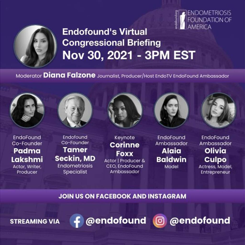 Join Padma Lakshmi, Corinne Foxx, Olivia Culpo & More For Virtual Congressional Endometriosis Briefing