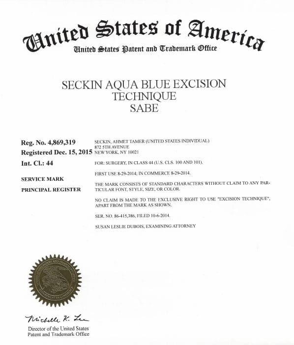 Our unique and pioneering Seckin Aqua Blue Excision (ABC) technique